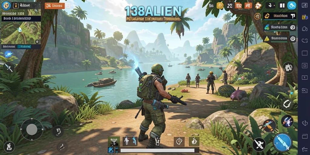 Screenshot utama 138ALIEN menampilkan petualangan di dunia terbuka yang luas.