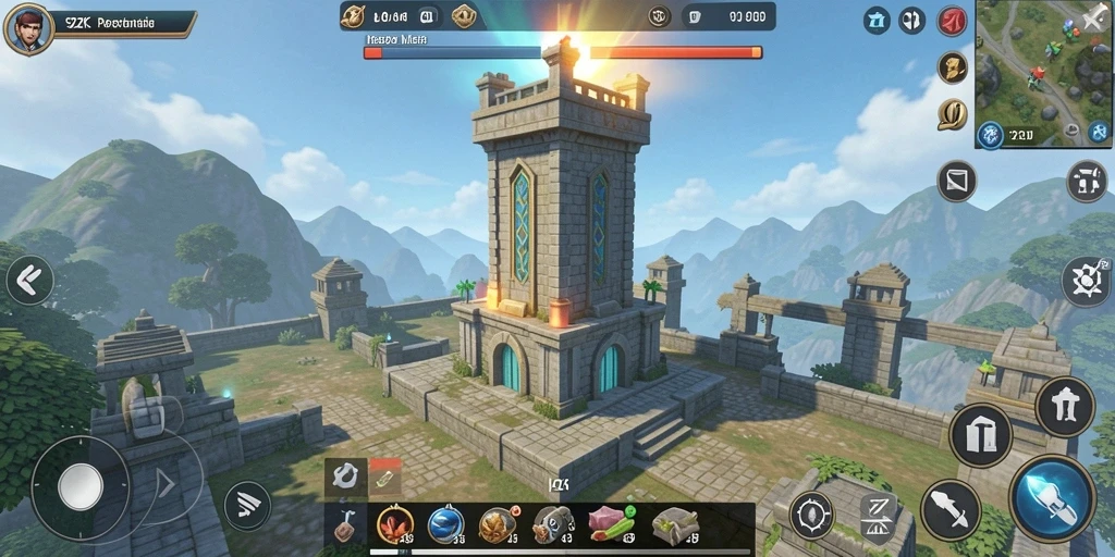 Tampilan gameplay seru dalam 9ZK yang menampilkan pertahanan menara.