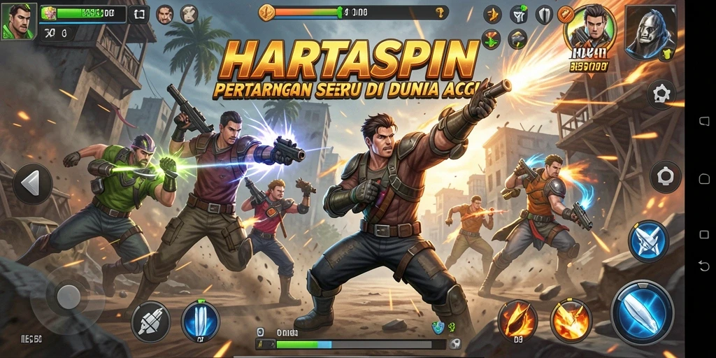 Tampilan gameplay seru dalam HARTASPIN yang penuh aksi.
