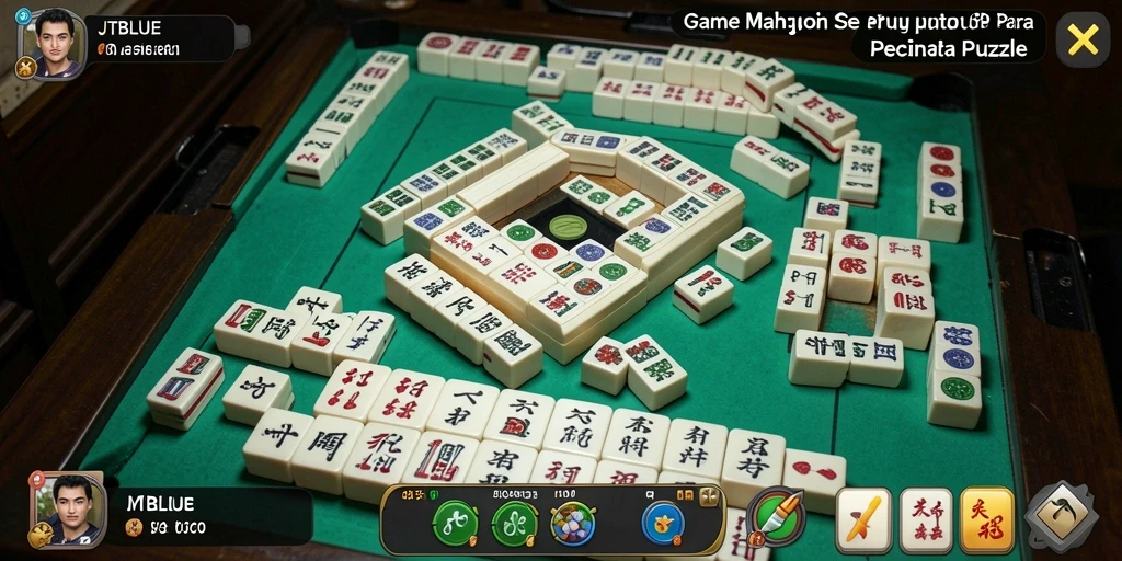 Tampilan gameplay JTBLUE dengan elemen Mahjong yang menarik.
