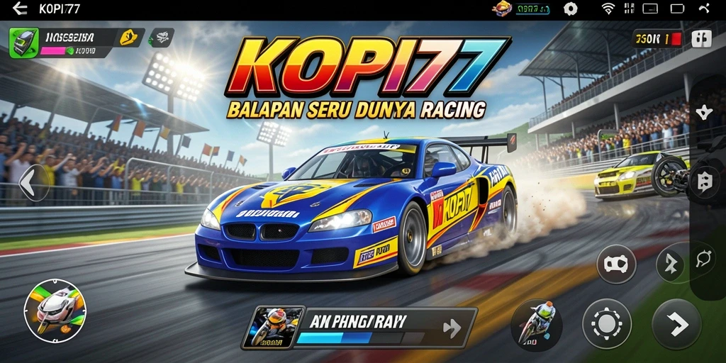 Screenshot KOPI77 menampilkan aksi balapan yang seru dan mendebarkan.