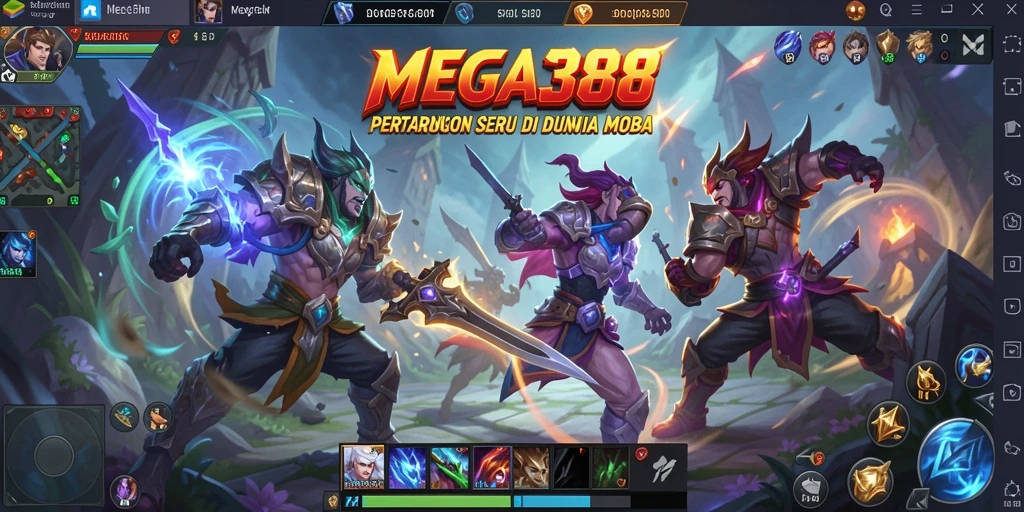 Screenshot gameplay MOBA yang seru dan intens.