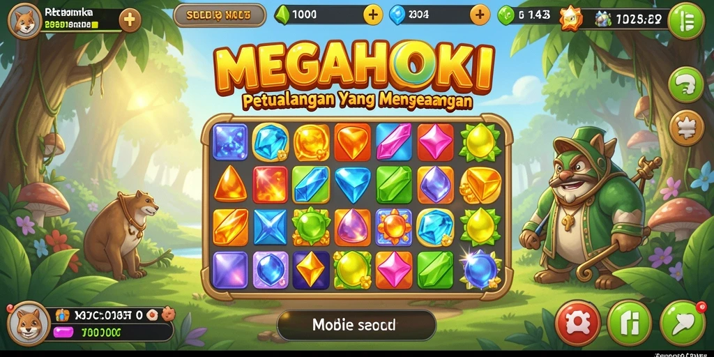 Tampilan seru gameplay MEGAHOKI dengan paduan warna cerah.