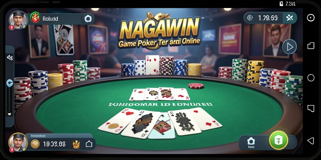 Screenshot gameplay NAGAWIN menampilkan aksi seru poker.