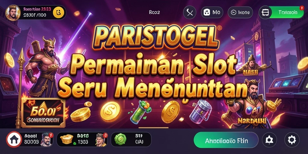 Screenshot gameplay PARISTOGEL menampilkan mesin slot yang penuh warna.
