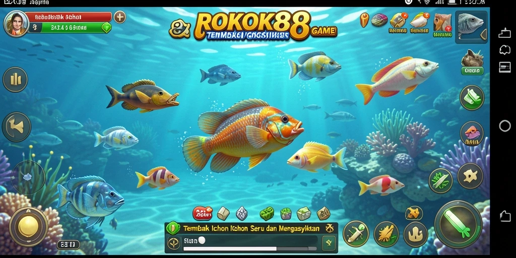 Screenshot menunjukkan aksi seru gameplay Tembak Ikan ROKOK88.